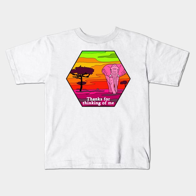 Pink Elephant Kids T-Shirt by Nerdpins